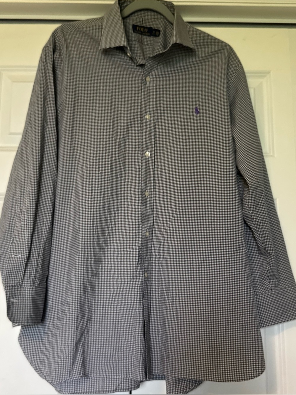 Polo Ralph Lauren Men’s Black White Gingham Button Down Shirt 17 32/33